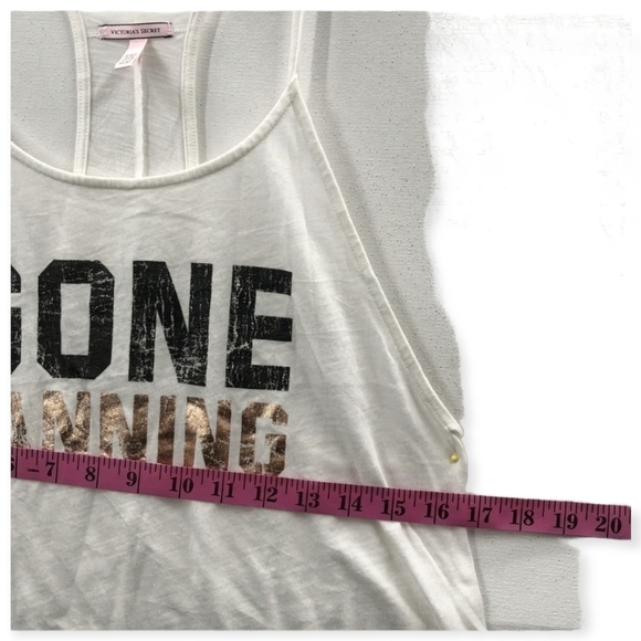 Victorias Secret Womens White Regular Fit Sleeveless Racerback Tank Top Size M - Picture 4 of 5